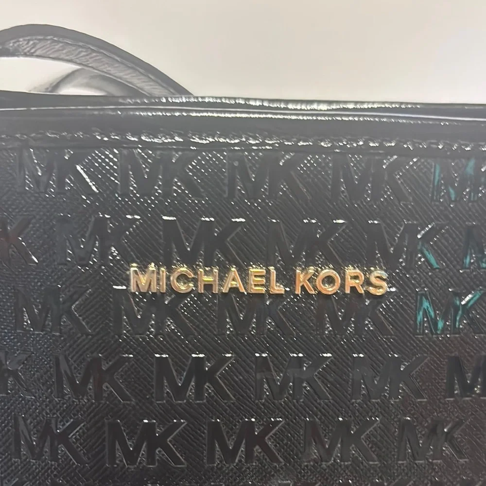 Michael Kors Black Structured Tote with Signature Monogram - Picture 3 of 6